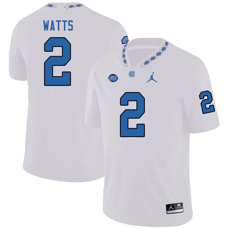 Jordan Brand Men #2 Bryce Watts North Carolina Tar Heels College Football Jerseys Sale-White